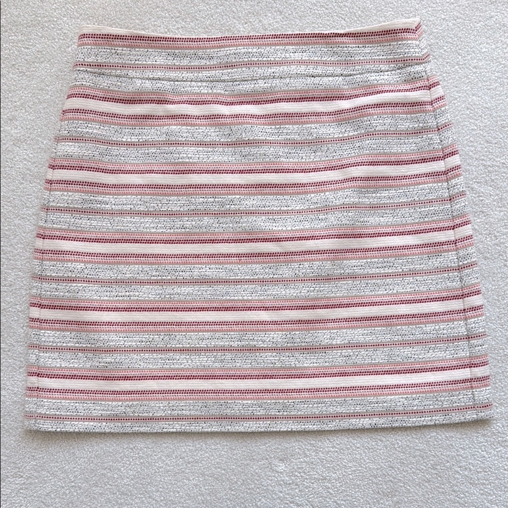 LOFT Pink/Red/White/Gray Striped A-line Mini Skirt